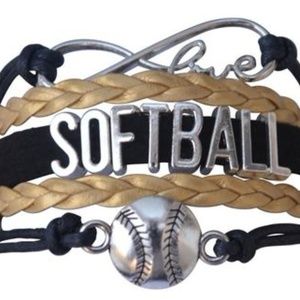 Girls Softball Bracelet - Black & Gold